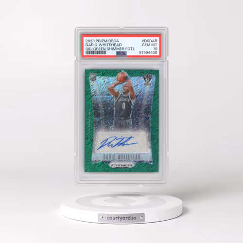 2023 Panini Prizm Deca Signatures #DSDAR Dariq Whitehead - Green Shimmer Fotl (PSA 10 GEM MINT)