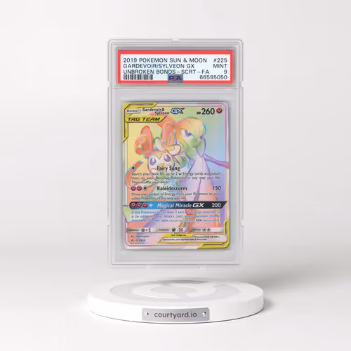 2019 Pokémon Sun & Moon Unbroken Bonds #225 Gardevoir & Sylveon GX - Holo Full Art Secret (PSA 9 MIN