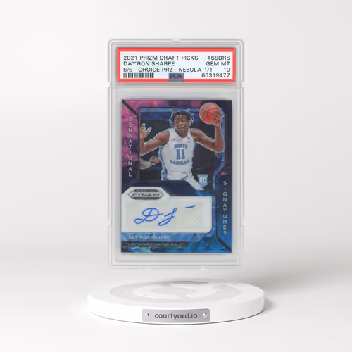 2021 Panini Prizm Draft Picks Sensational Signatures #SSDRS Day'Ron Sharpe - Choice Prizm-Nebula 1/1 (PSA 10 GEM MINT)