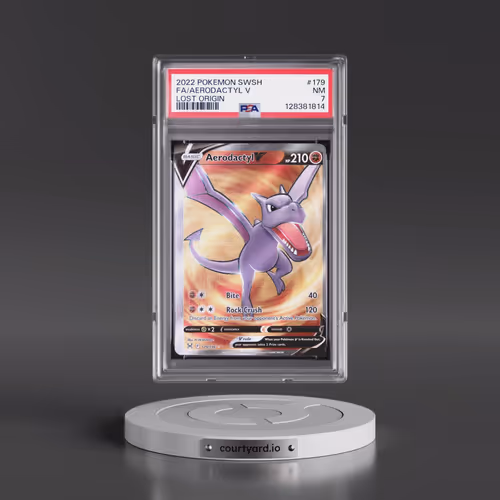 2022 Pokémon Sword & Shield Lost Origin #179 Aerodactyl V - Holo Full Art (PSA 7 NM)