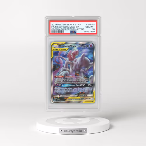 2019 Pokémon SM Black Star Promo #SM191 Mewtwo & Mew GX - Holo Full Art Power Partnership Tins (PSA