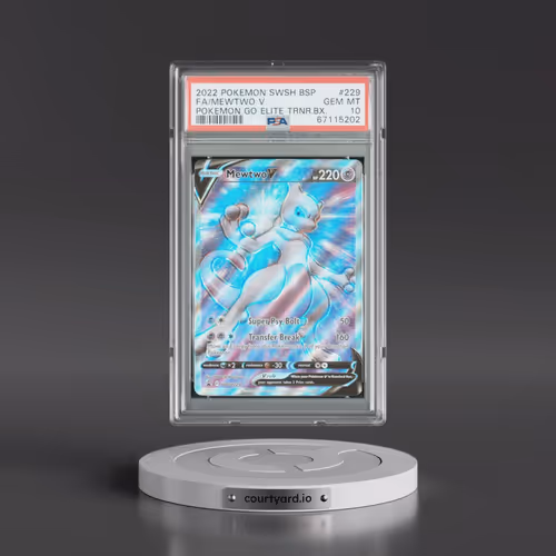 2022 Pokémon Swsh Black Star Promo #229 Mewtwo V - Holo Full Art Pokemon Go Elite Trainer Box (PSA 1