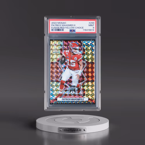 2022 Panini Mosaic #293 Patrick Mahomes II - Fusion Red/Yellow Choice (PSA 9 MINT)