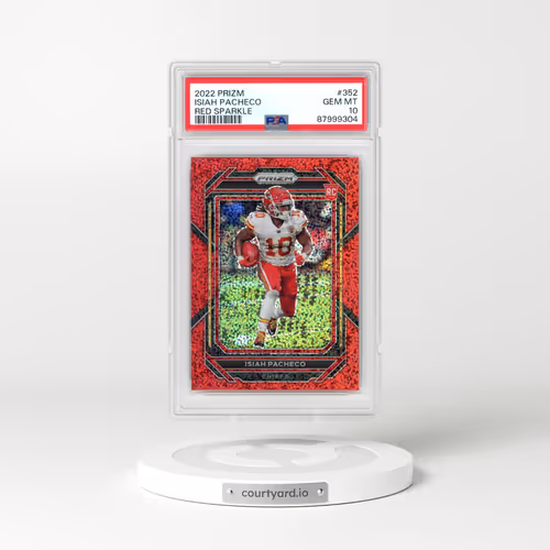 2022 Panini Prizm #352 Isiah Pacheco - Red Sparkle (PSA 10 GEM MINT)