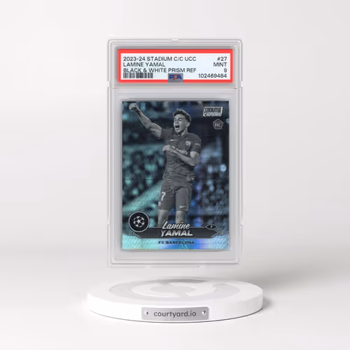 2023-24 Topps Stadium Club Chrome UEFA Club Competitions #27 Lamine Yamal - Black & White Prism Refr