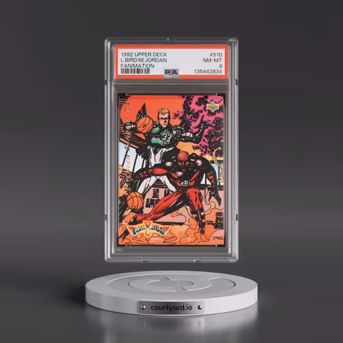 1992 Upper Deck #510 Larry Bird/Michael Jordan - Fanimation (PSA 8 NM-MT)