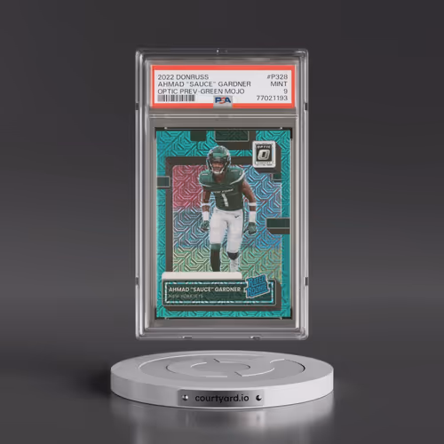 2022 Panini Donruss #P328 Ahmad "Sauce" Gardner - Optic Preview-Green Mojo (PSA 9 MINT)