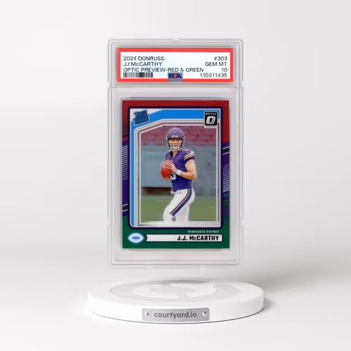 2024 Panini Donruss #303 JJ McCarthy - Optic Preview-Red & Green (PSA 10 GEM MINT)