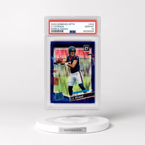 2023 Panini Donruss Optic #244 CJ Stroud - Purple Shock (PSA 10 GEM MINT)