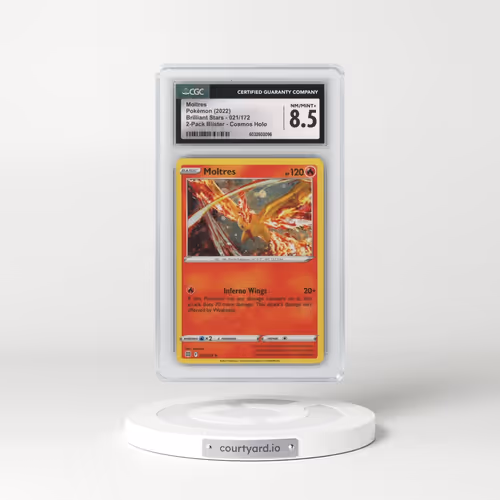 2023 Pokémon Sword and Shield Silver Tempest Two Pack Blister #021 Moltres - Holo (CGC 8.5 NM-MT+)