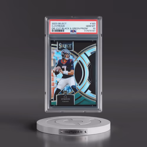 2023 Panini Select #183 CJ Stroud - Die-Cut Black & Green Prizm (PSA 10 GEM MINT)