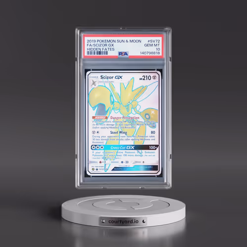 2019 Pokémon Sun & Moon Hidden Fates #SV72 Scizor GX - Holo Full Art (PSA 10 GEM MINT)