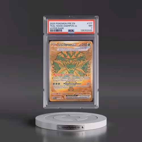 2025 Pokémon Pre EN-Prismatic Evolutions #177 Teal Mask Ogerpon EX - Holo Hyper Rare (PSA 7 NM)