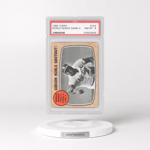 1968 Topps #154 World Series Game 4 - Gibson Hurls Shutout! (PSA 8 NM-MT)