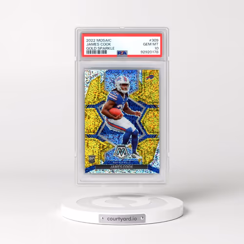 2022 Panini Mosaic #309 James Cook - Gold Sparkle (PSA 10 GEM MINT)