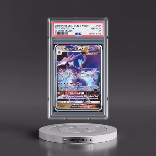 2019 Pokémon Sun & Moon Unified Minds #160 Naganadel GX - Holo (PSA 10 GEM MINT)