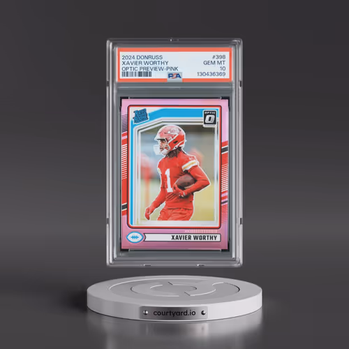 2024 Panini Donruss #398 Xavier Worthy - Optic Preview-Pink (PSA 10 GEM MINT)