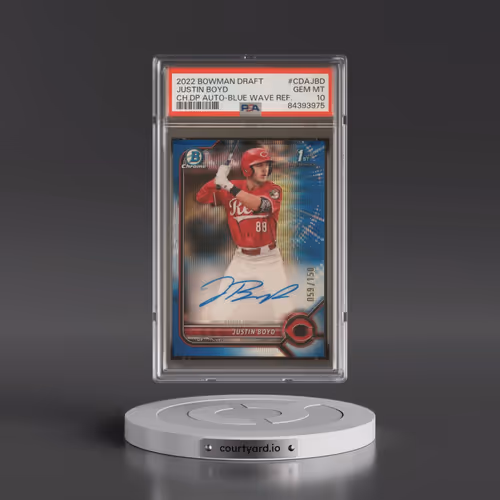 2022 Bowman Draft Chrome Draft Pick Autographs #CDAJBD Justin Boyd - Blue Wave Refractor (PSA 10 GEM