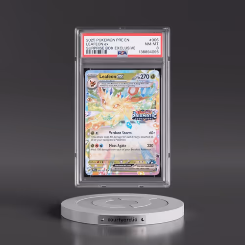 2025 Pokémon Pre EN-Prismatic Evolutions #006 Leafeon EX - Holo Surprise Box Exclusive (PSA 8 NM-MT)
