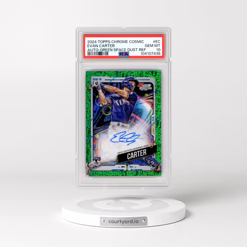 2024 Topps Chrome Cosmic Cosmic Chrome Autographs #EC Evan Carter - Green Space Dust Refractor (PSA 10 GEM MINT)