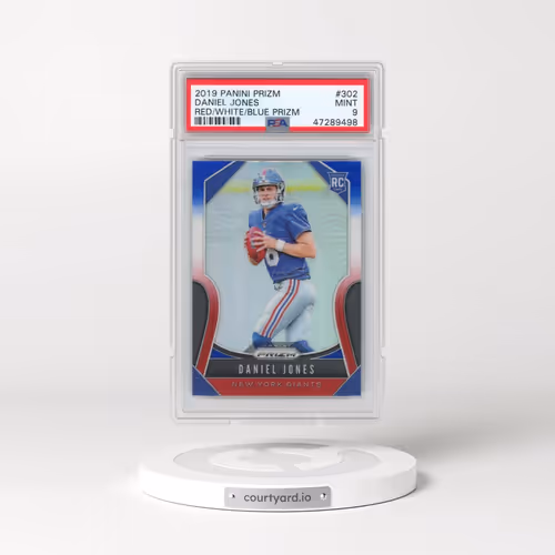 2019 Panini Prizm #302 Daniel Jones - Red/White/Blue Prizm (PSA 9 MINT)