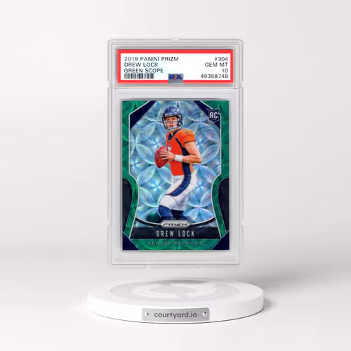2019 Panini Prizm #304 Drew Lock - Green Scope (PSA 10 GEM MINT)
