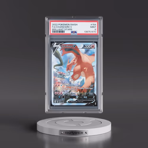 2022 Pokémon Sword & Shield Brilliant Stars #154 Charizard V - Holo Full Art (PSA 9 MINT)