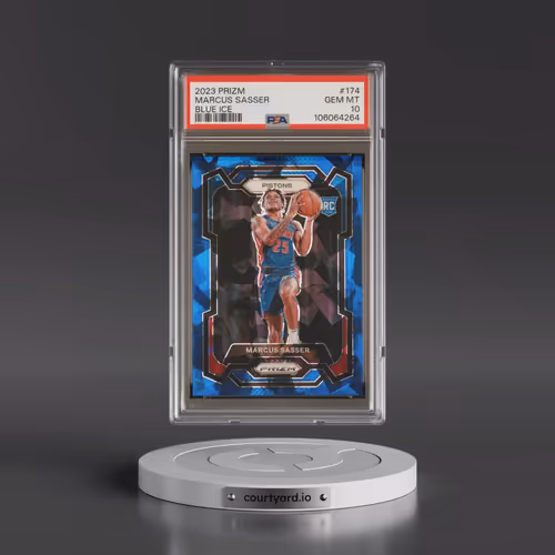 2023 Panini Prizm #174 Marcus Sasser - Blue Ice (PSA 10 GEM MINT)