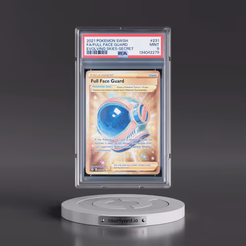 2021 Pokémon Sword & Shield Evolving Skies #231 Full Face Guard - Full Art Secret (PSA 9 MINT)