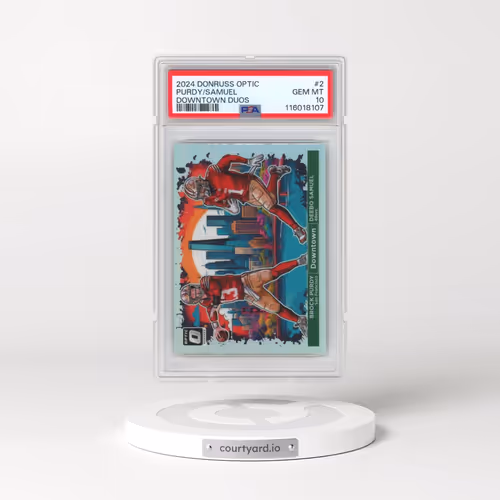 2024 Panini Donruss Optic Downtown Duos #2 Brock Purdy/Deebo Samuel (PSA 10 GEM MINT)