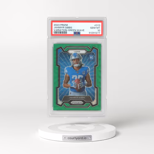 2023 Panini Prizm #313 Jahmyr Gibbs - Variation-Green Wave (PSA 10 GEM MINT)