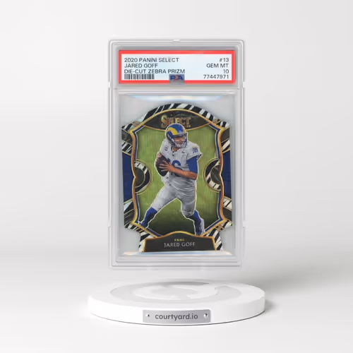 2020 Panini Select #13 Jared Goff - Die-Cut Zebra Prizm (PSA 10 GEM MINT)