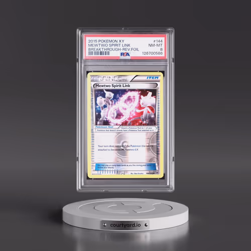 2015 Pokémon XY Breakthrough #144 Mewtwo Spirit Link - Reverse Foil (PSA 8 NM-MT)