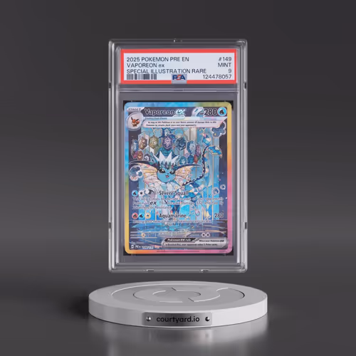 2025 Pokémon Pre EN-Prismatic Evolutions #149 Vaporeon EX - Holo Special Illustration Rare (PSA 9 MI