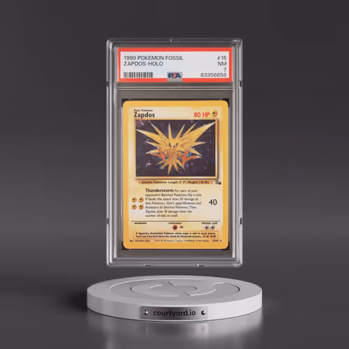 1999 Pokémon Fossil #15 Zapdos - Holo (PSA 7 NM)