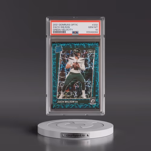 2021 Panini Donruss Optic #202 Zach Wilson - Green Velocity (PSA 10 GEM MINT)