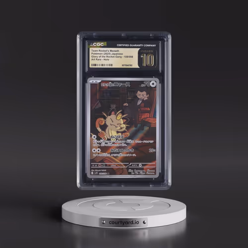 2025 Pokémon SV10-Glory of Team Rocket #109 Team Rocket's Meowth - Art Rare (CGC 10 PRISTINE)
