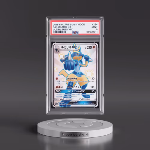 2018 Pokémon Sun & Moon Ultra Shiny GX #224 Lucario GX - Holo Full Art (PSA 9 MINT)
