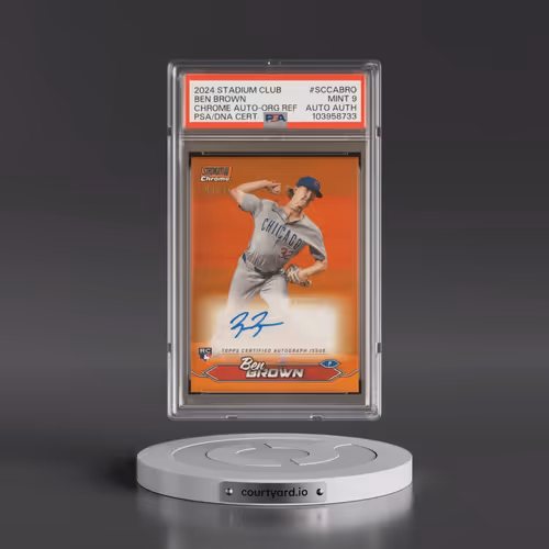 2024 Topps Stadium Club Chrome Autographs #SCCABRO Ben Brown - Orange Refractor (PSA 9 MINT)