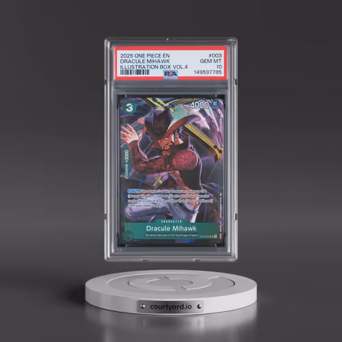 2025 One Piece Promos #003 Dracule Mihawk - Illustration Box Vol.4 (PSA 10 GEM MINT)