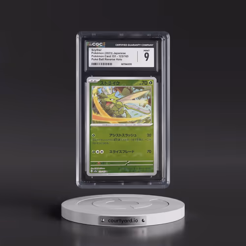2010 Pokémon Card 151 #123/165 Scyther - Reverse Holo Poké Ball (CGC 9 MINT)