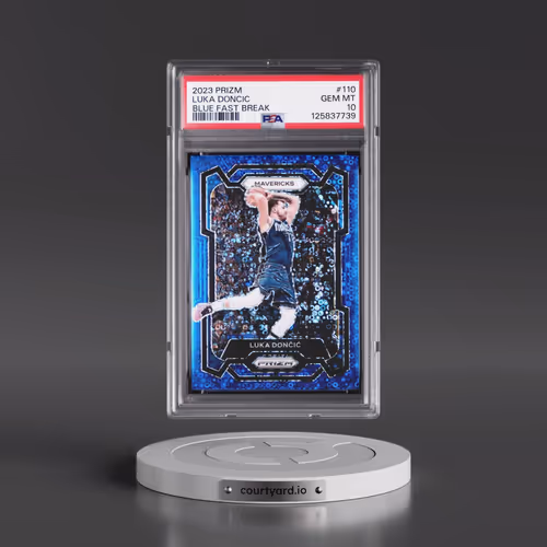 2023 Panini Prizm #110 Luka Doncic - Blue Fast Break (PSA 10 GEM MINT)