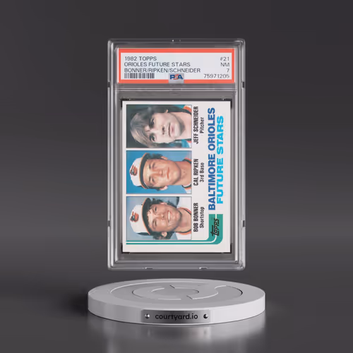 1982 Topps #21 Orioles Future Stars - Bonner/Ripken/Schneider (PSA 7 NM)
