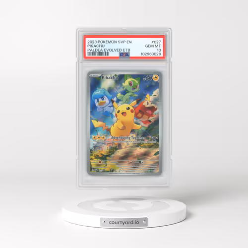 2023 Pokémon Svp EN-SV Black Star Promo #027 Pikachu - Paldea Evolved Elite Trainer Box (PSA 10 GEM MINT)