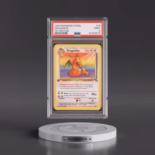 1999 Pokémon Fossil #19 Dragonite - 1st Edition (PSA 9 MINT)