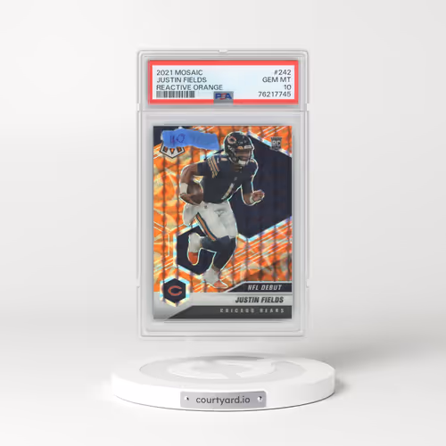 2021 Panini Mosaic #242 Justin Fields - Reactive Orange (PSA 10 GEM MINT)