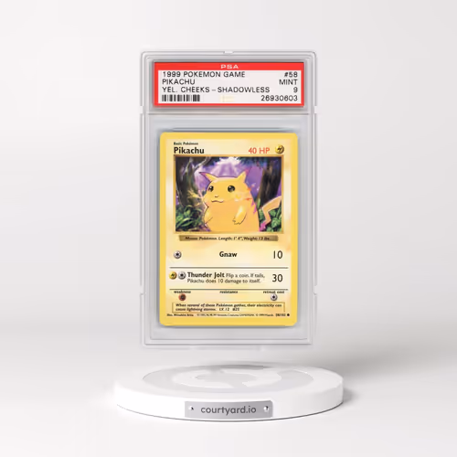 1999 Pokémon Game #58 Pikachu - Shadowless Yellow Cheeks (PSA 9 MINT)