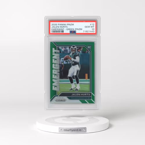 2020 Panini Prizm Emergent #12 Jalen Hurts - Green Prizm (PSA 10 GEM MINT)