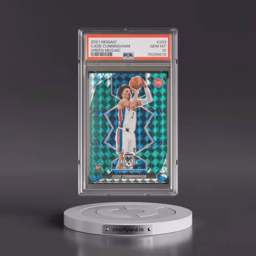 2021 Panini Mosaic #203 Cade Cunningham - Green Mosaic (PSA 10 GEM MINT)