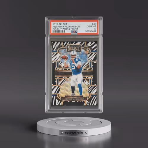 2023 Panini Select #43 Anthony Richardson - Die-Cut Zebra Prizm (PSA 10 GEM MINT)